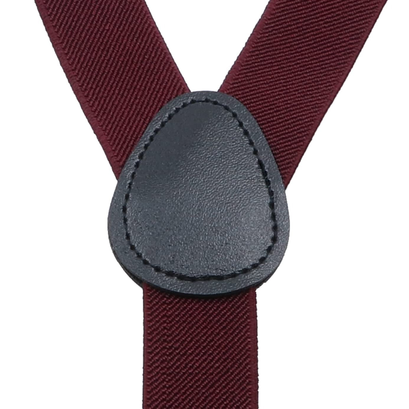 Men's Burgundy Solid Y‑Back Clip‑On Suspenders