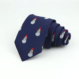 Navy Blue With White Snowman Necktie