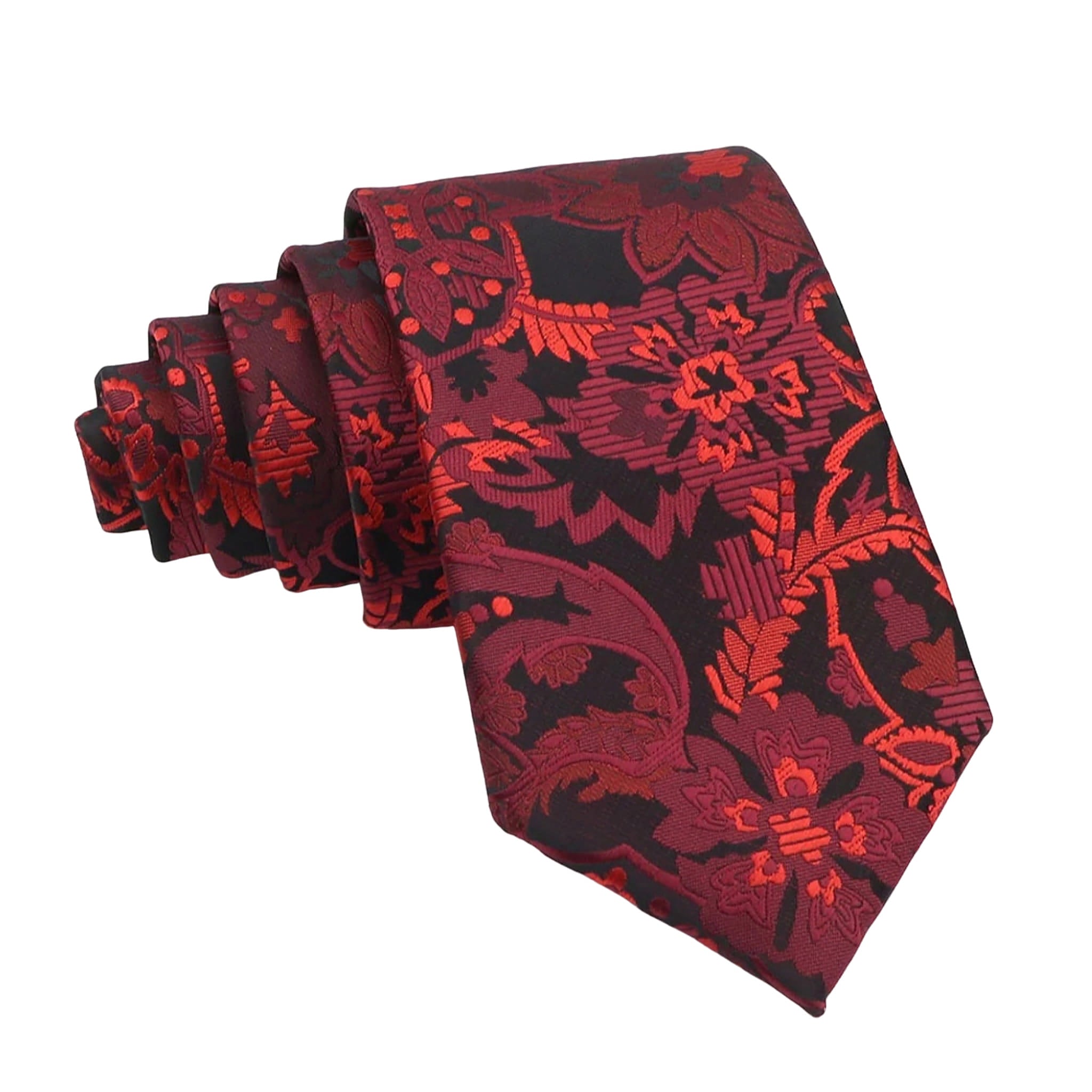 Burgundy Red Floral Necktie