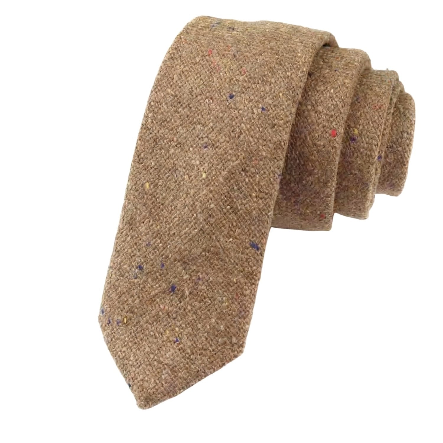 Brown Necktie With Multicolor Dot Pattern