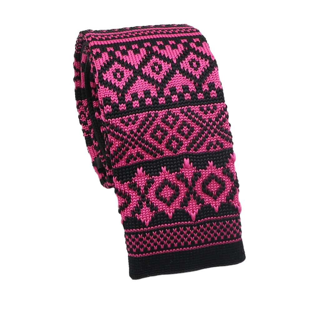 Black Pink Geometric Necktie