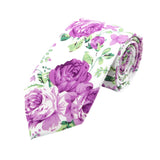 White Purple Floral Necktie