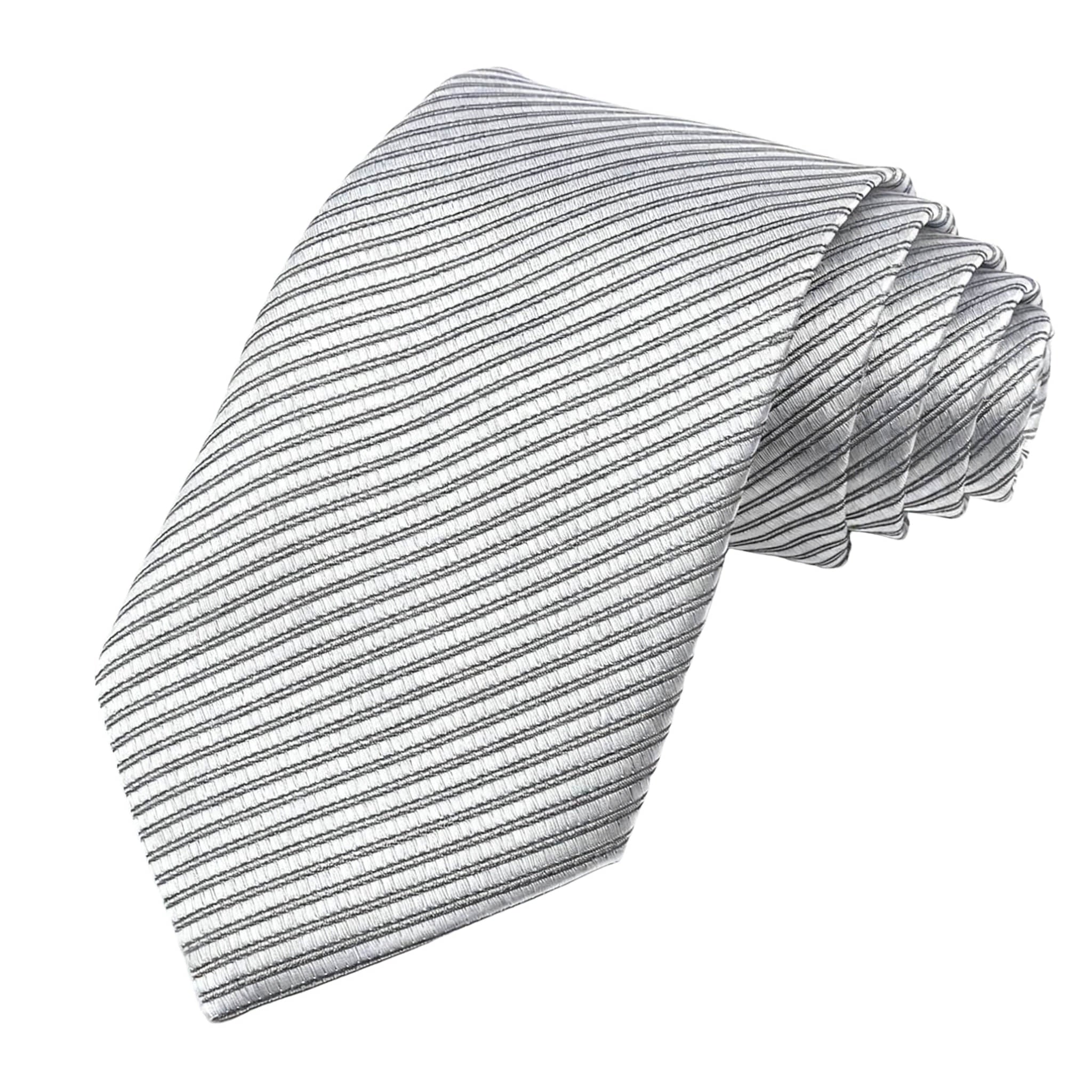 Silver Black Striped Necktie