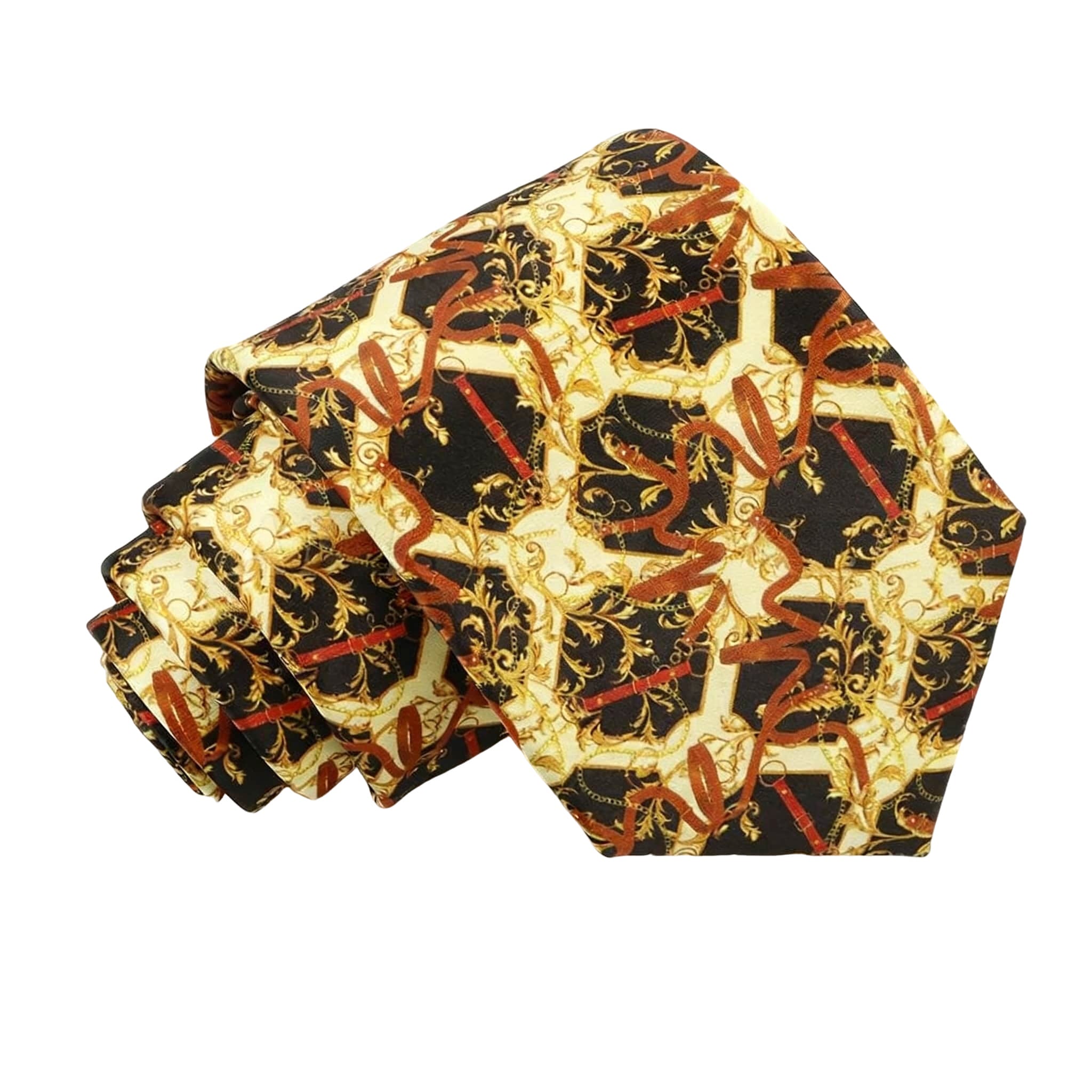 Beige Gold Chain Necktie