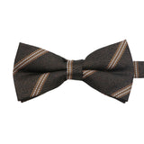 Brown White Striped Bowtie