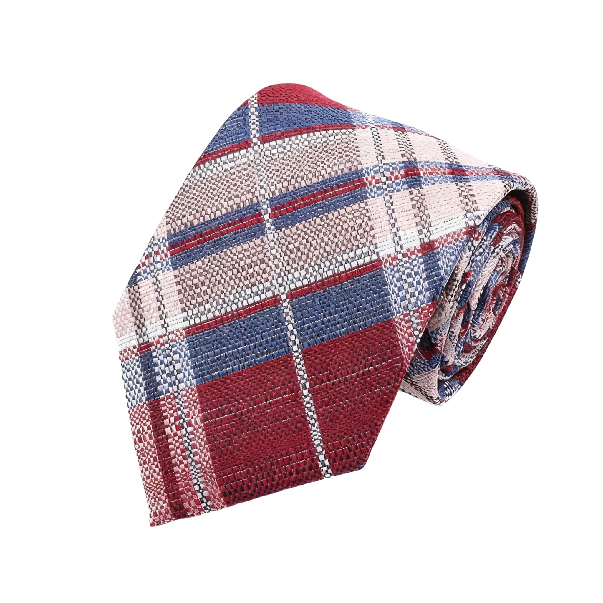 Red With Red-Blue-White Plaid Necktie