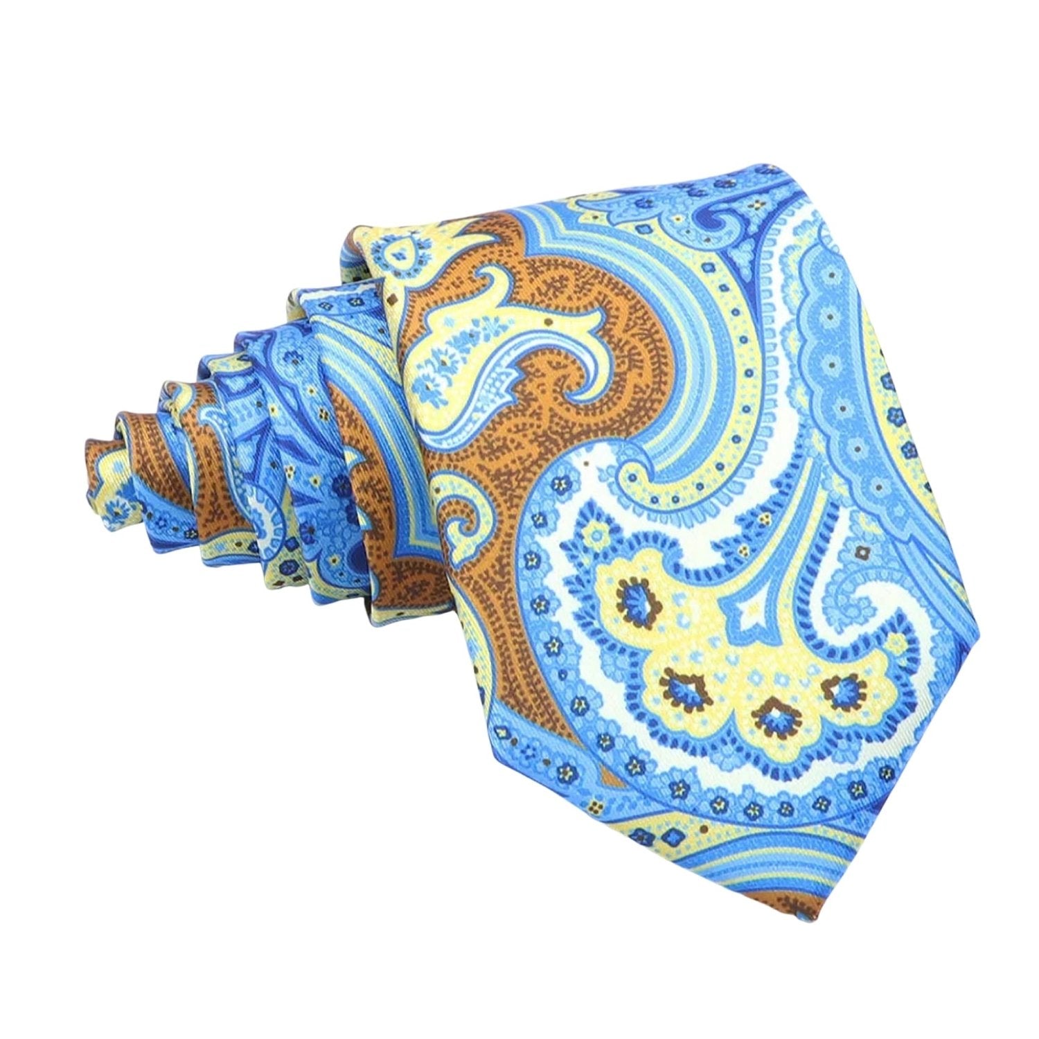 Blue with Brown Yellow Paisley Necktie