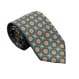 Dark Blue With Green-Orange Medallion Necktie