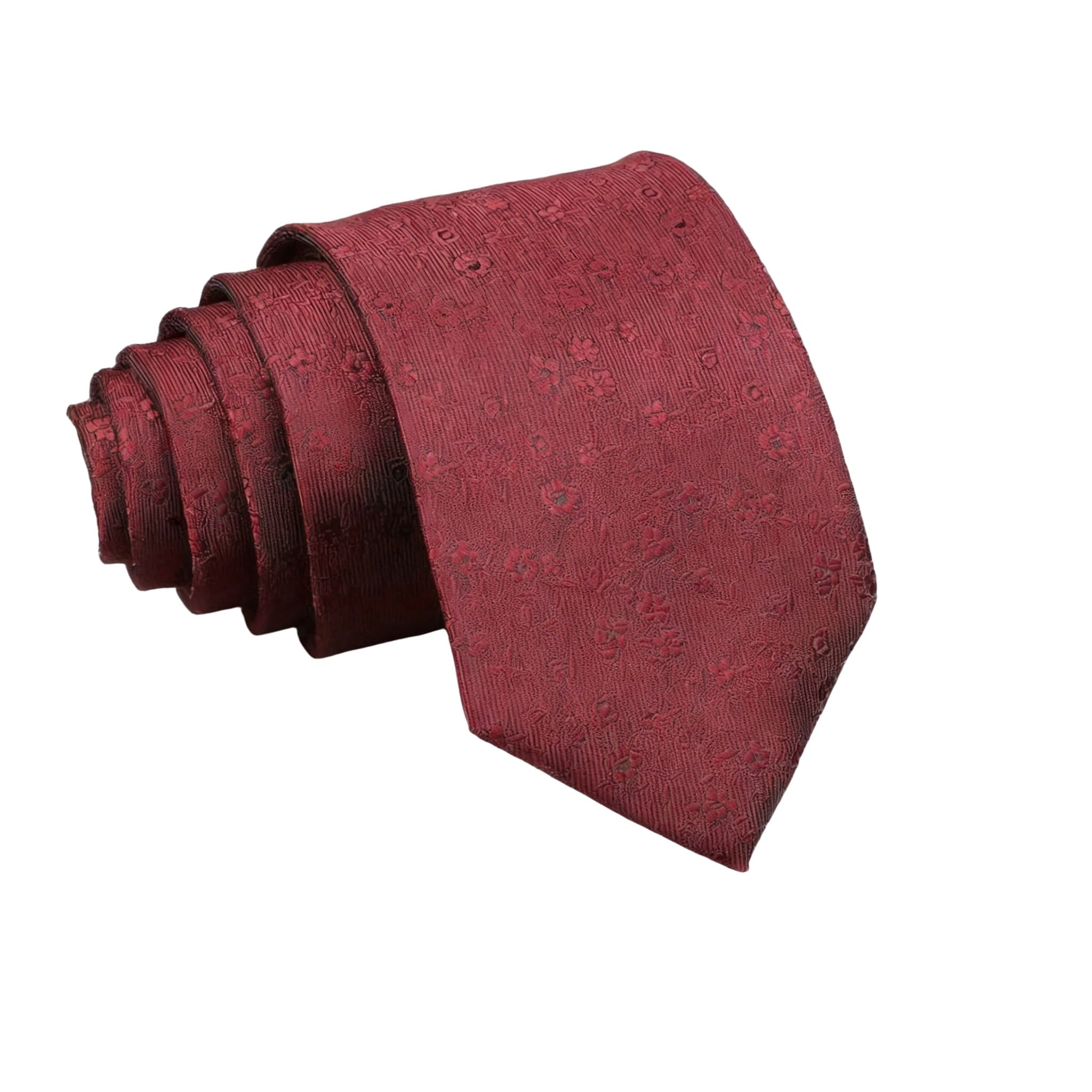 Burgundy Red Floral Necktie