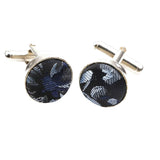 Black Blue Floral Cufflink