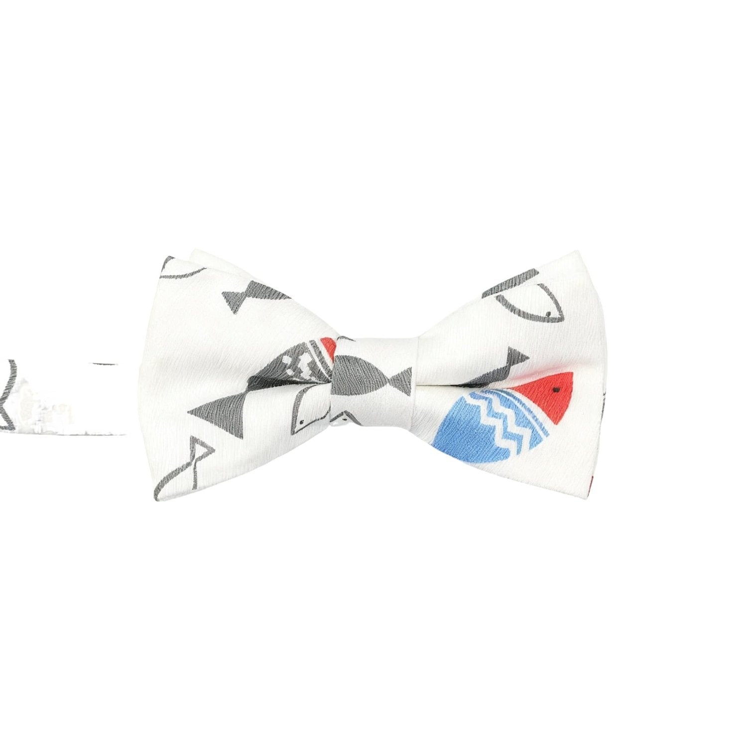 White with Colorful Cartoon Fish Bowtie