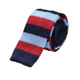 Navy Red Light Blue Stripe Knitted Necktie