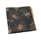 Black Brown Floral Pocket Square