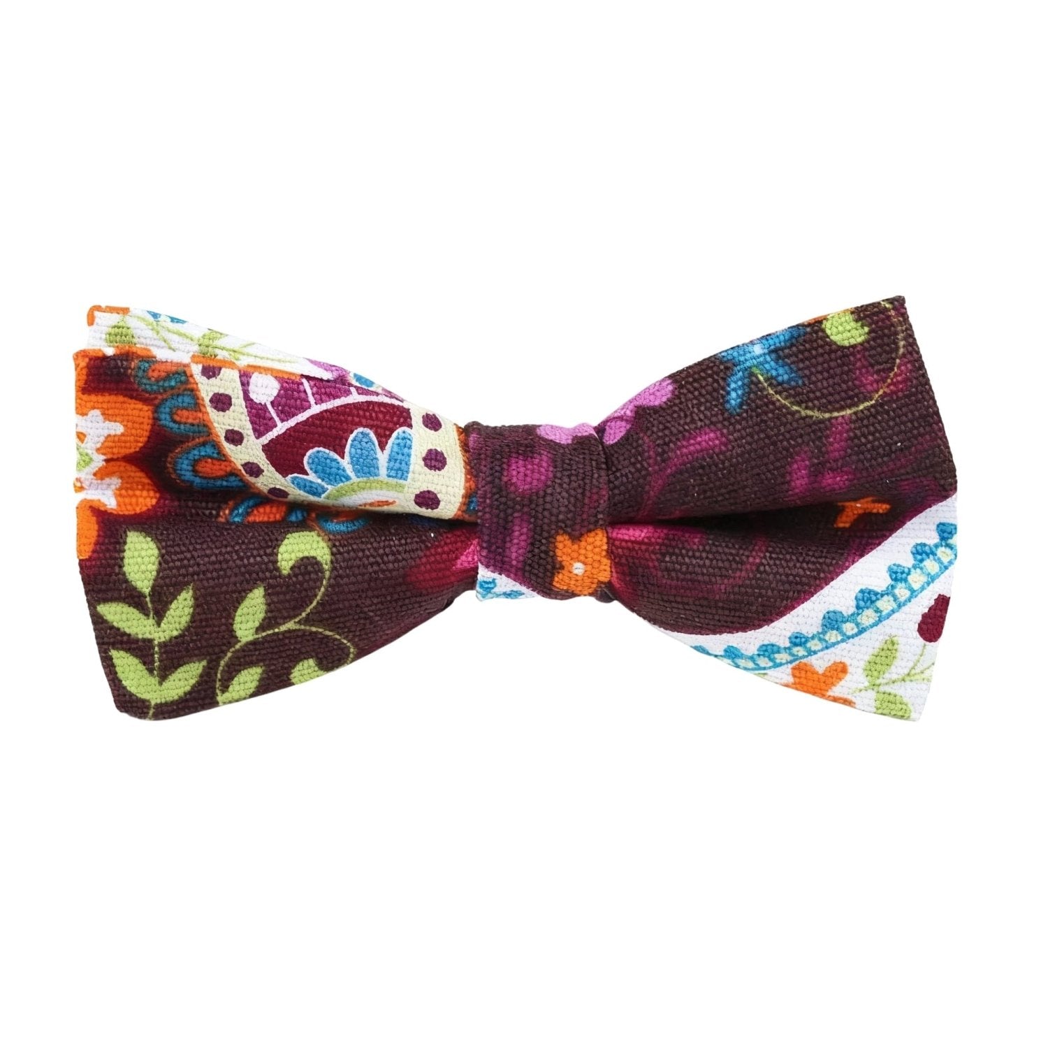 White With Colorful Cartoon Animal And Vehicle Bowtie