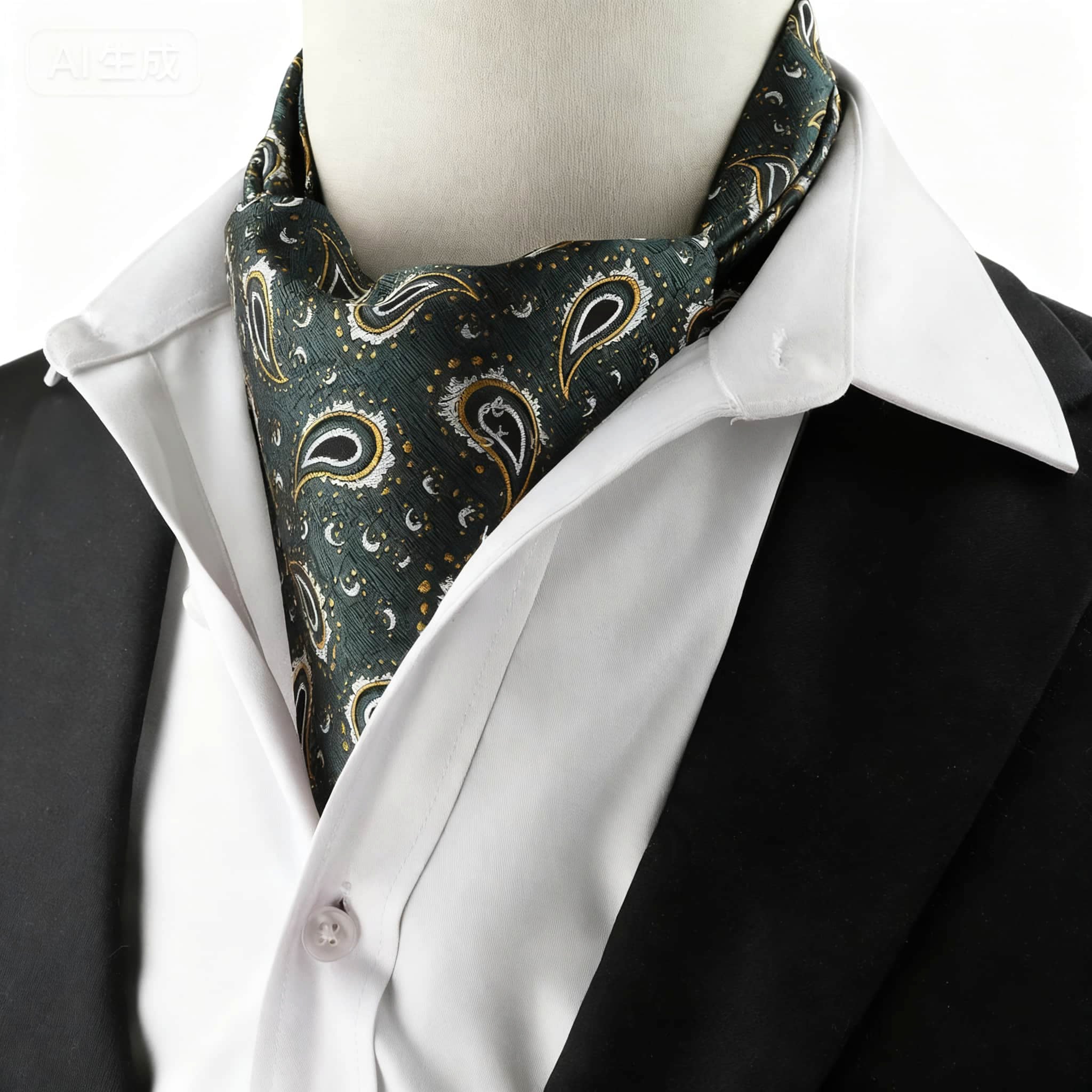 Green Yellow Paisley Ascot