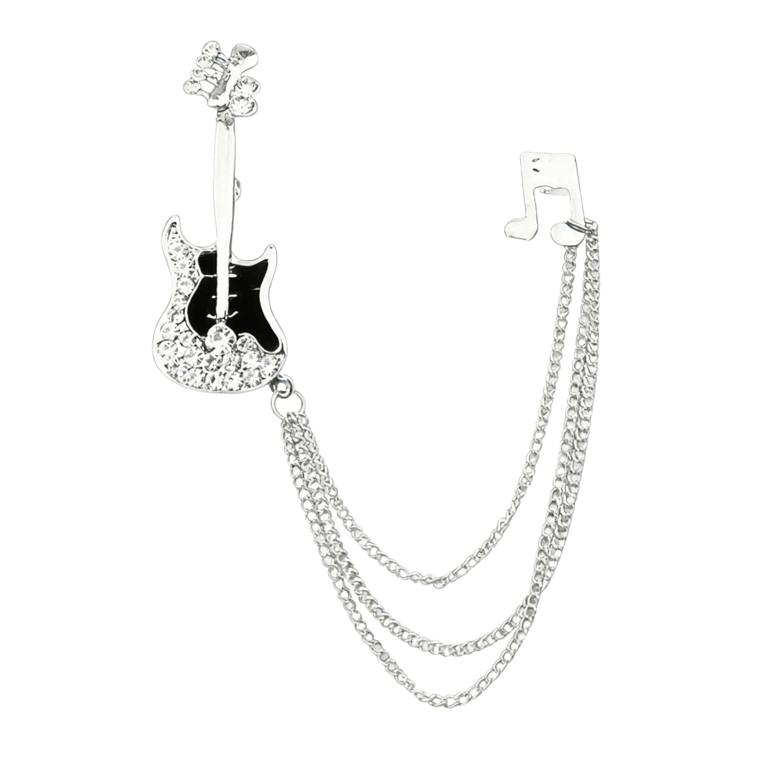 Silver White Guitar Lapel Pin