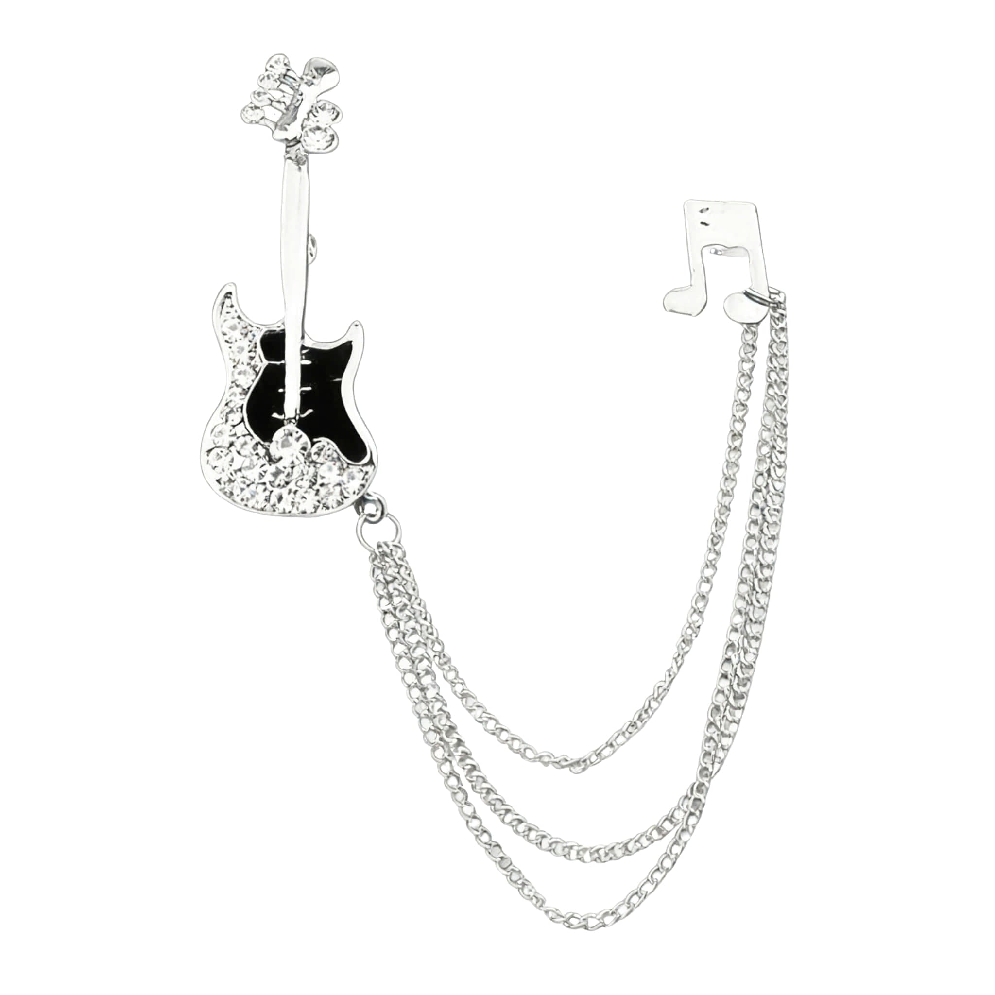Silver White Guitar Lapel Pin