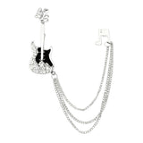 Silver White Guitar Lapel Pin