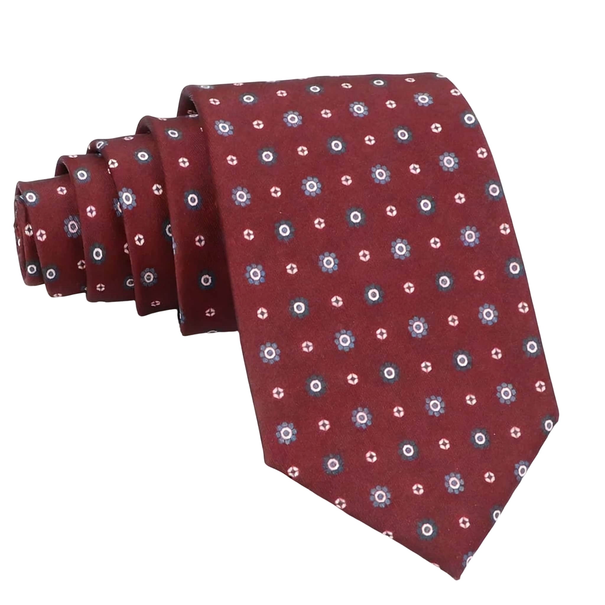 Burgundy Blue Floral Necktie
