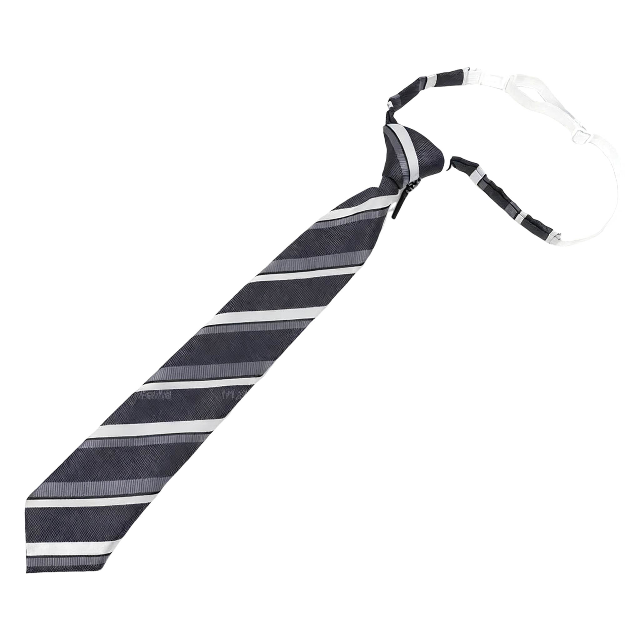 Navy Blue White Striped Necktie