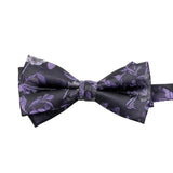Black Silver Floral Bowtie
