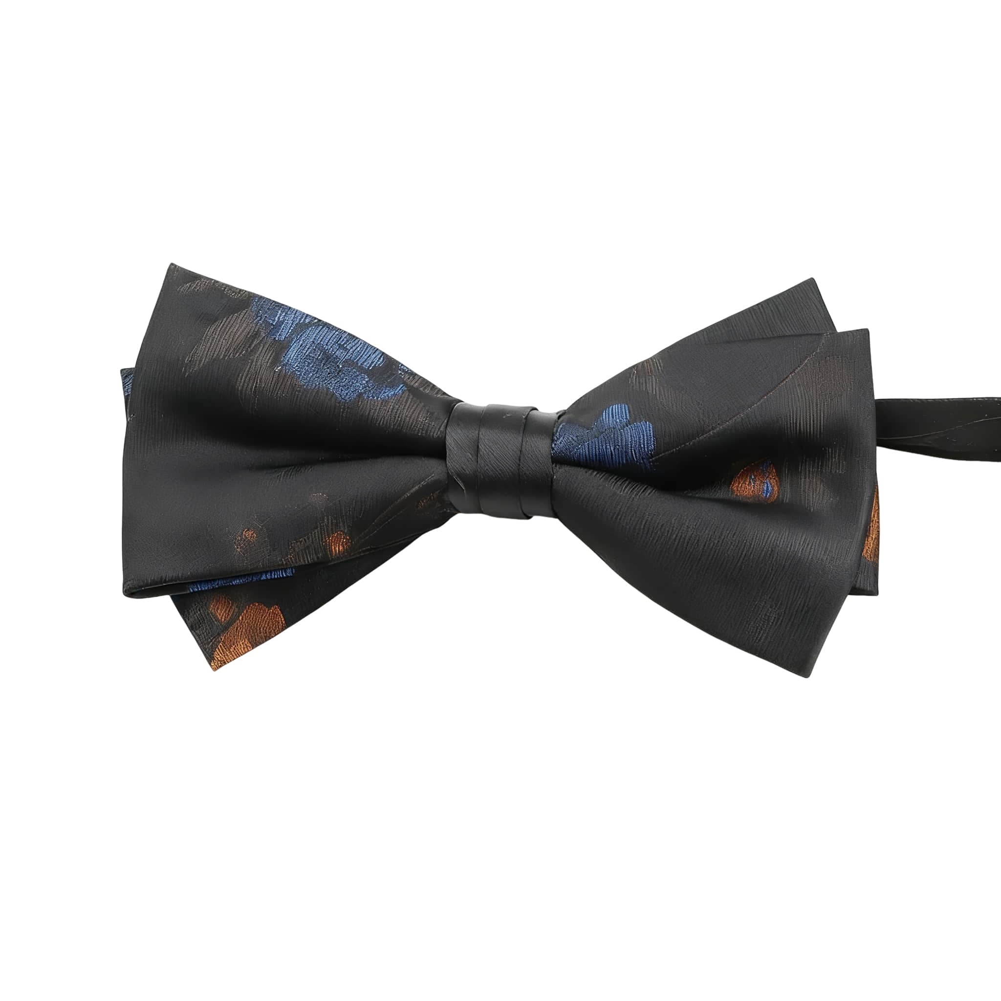 Black Blue Floral Bowtie