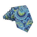 Navy Blue Yellow Paisley Necktie