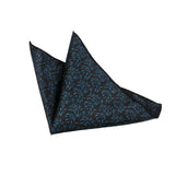 Black Blue Floral Pocket Square