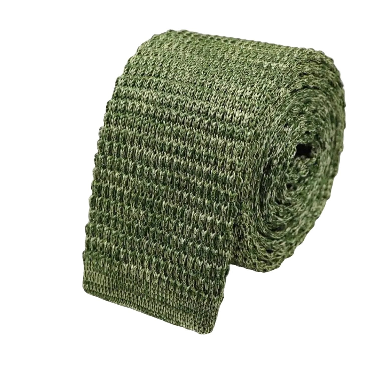 Green With White Melange Knitted Necktie