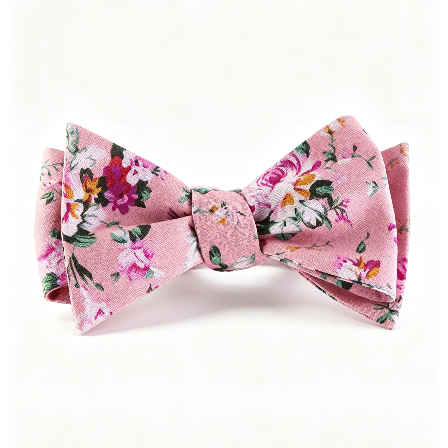 Pink Floral Cotton Hand‑Tied Men's Bow Tie