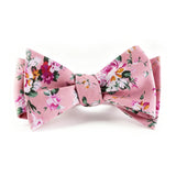 Pink Floral Cotton Hand‑Tied Men's Bow Tie