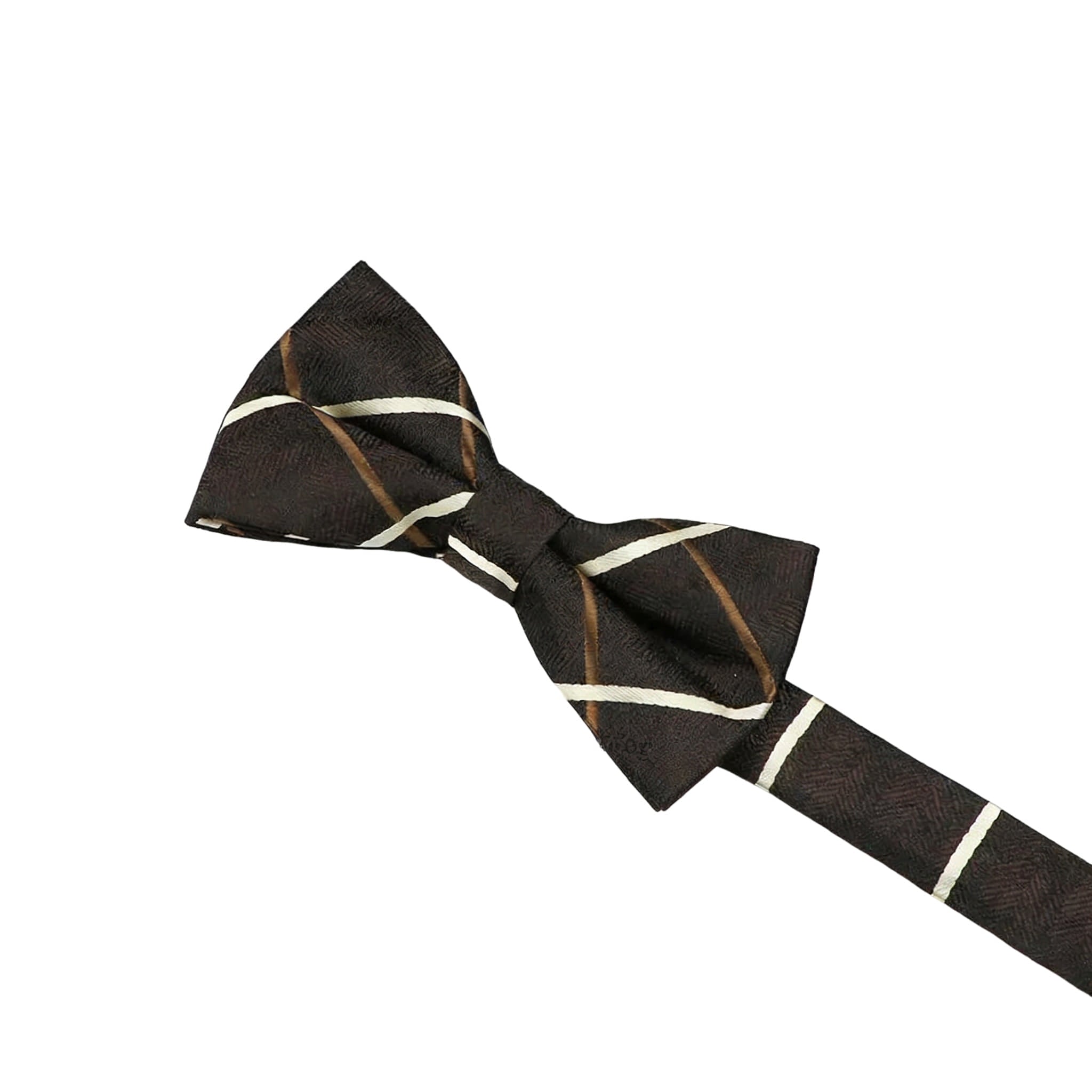 Brown White Striped Bowtie