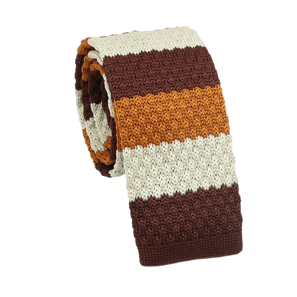 Brown Beige Striped Necktie