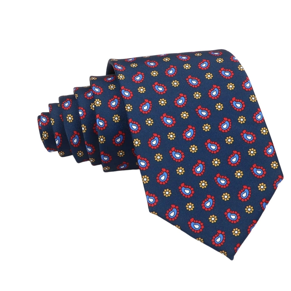 Navy Blue Red Paisley Necktie