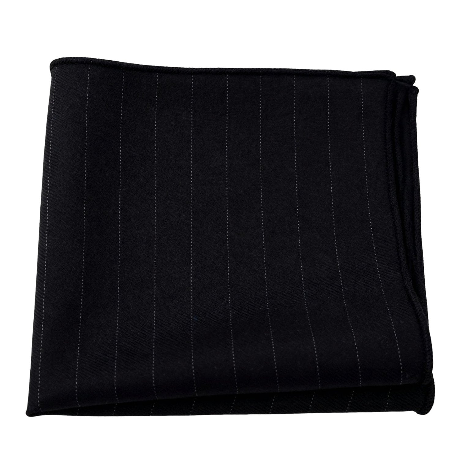 Black With White Striped Pocket Square