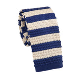 Navy Blue Beige Striped Necktie