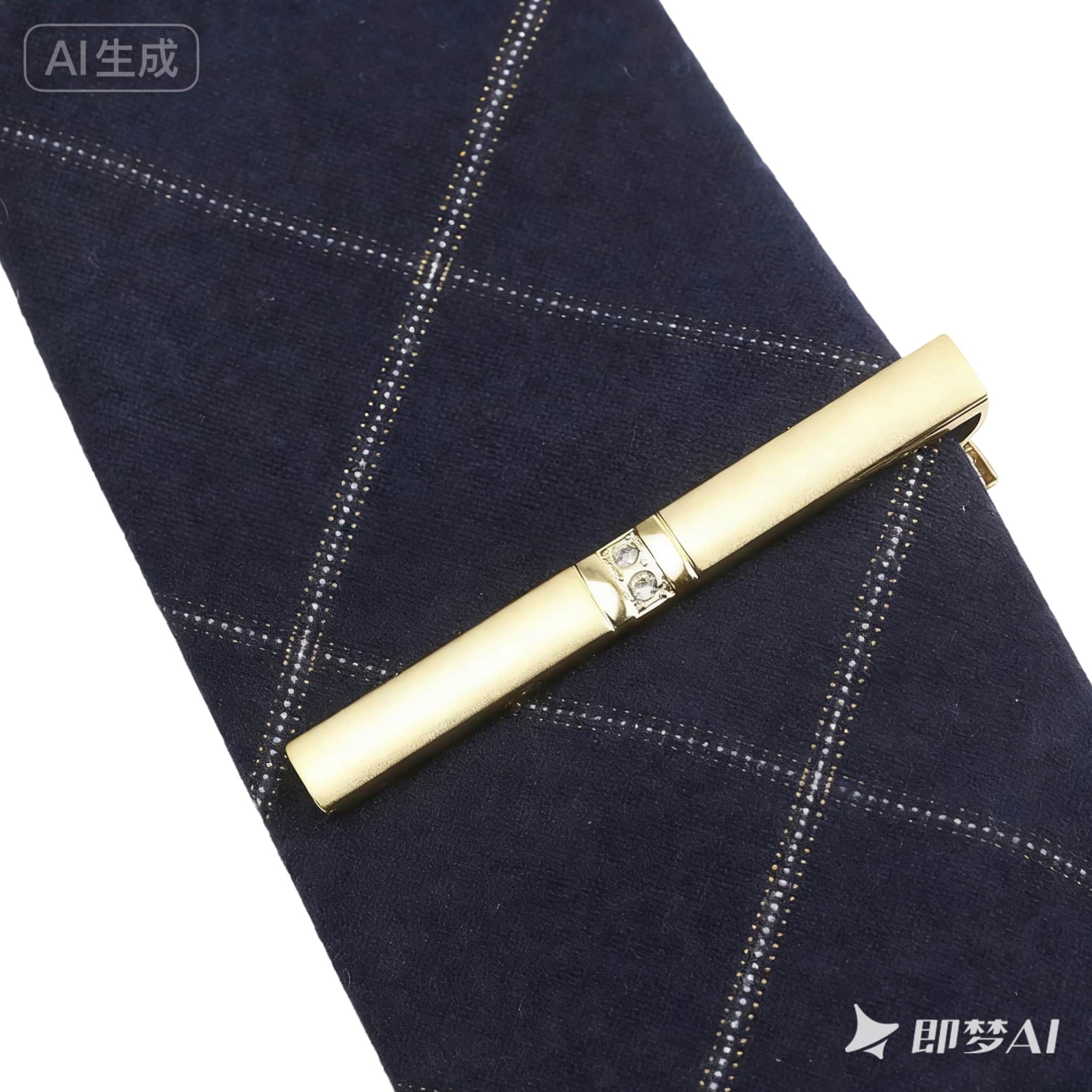 Gold White Embellished Tie Bar