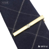 Gold White Embellished Tie Bar