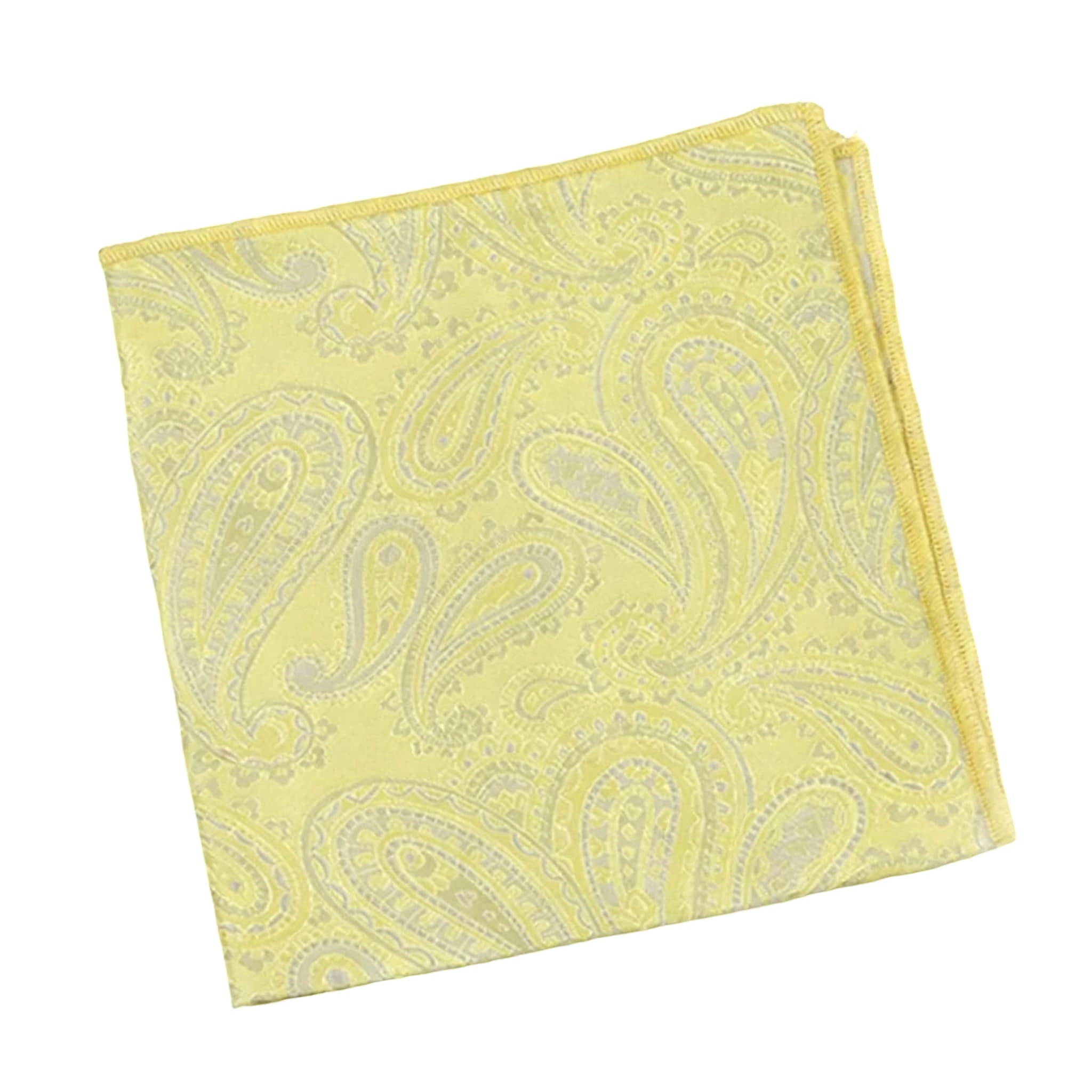 Yellow Gray Paisley Pocket Square
