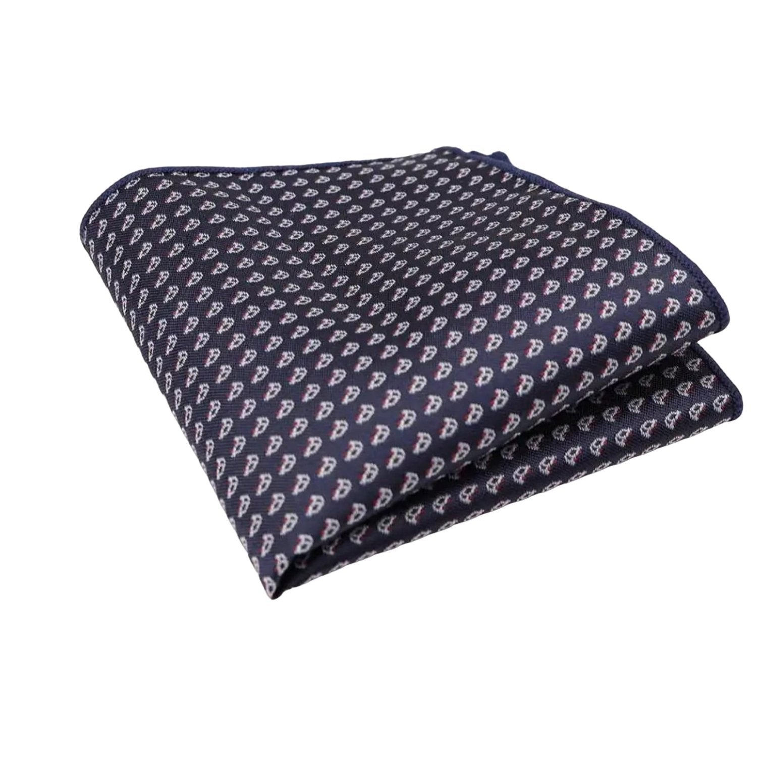 Navy Blue With White Motifs Pocket Square