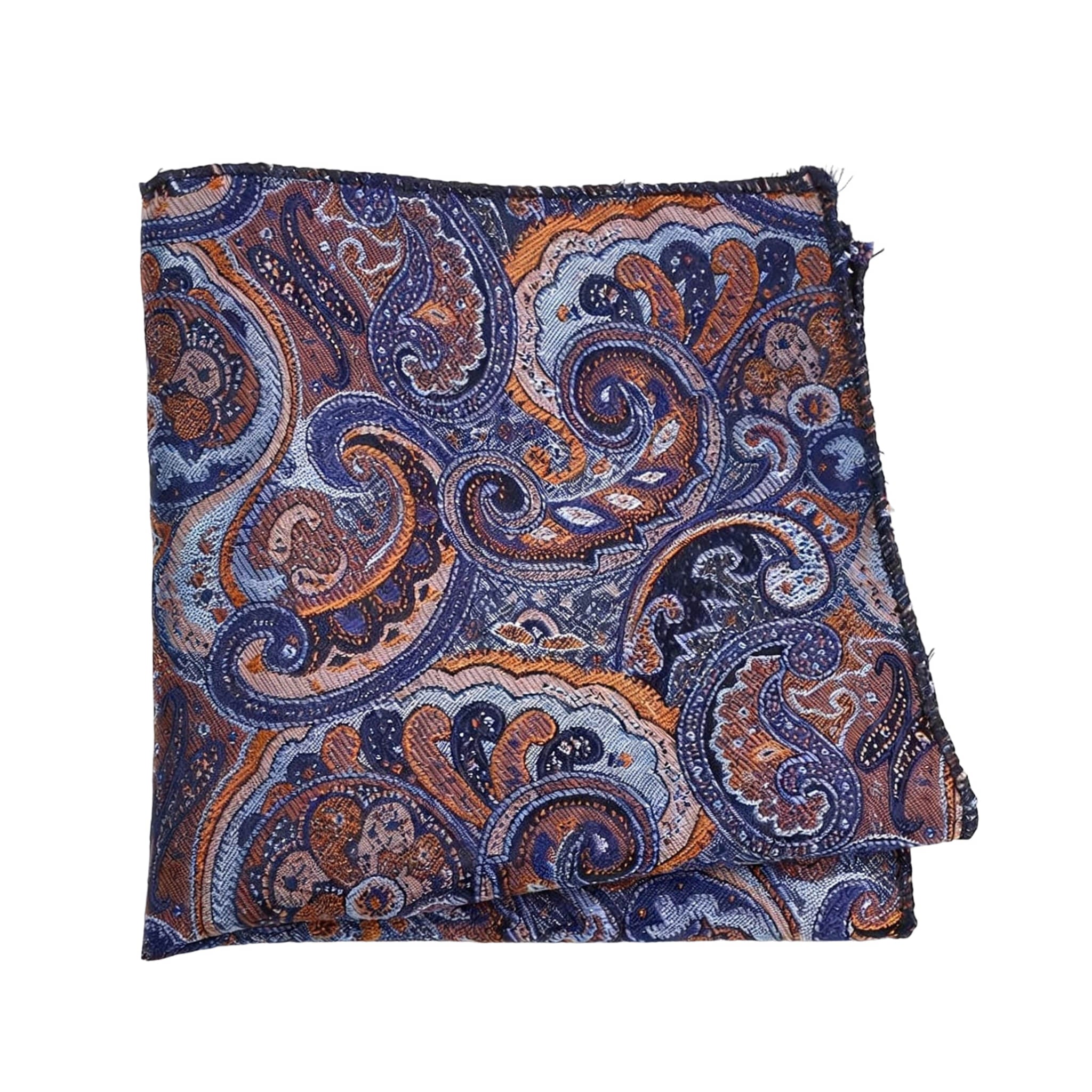 Blue Orange Paisley Pocket Square
