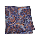 Blue Orange Paisley Pocket Square