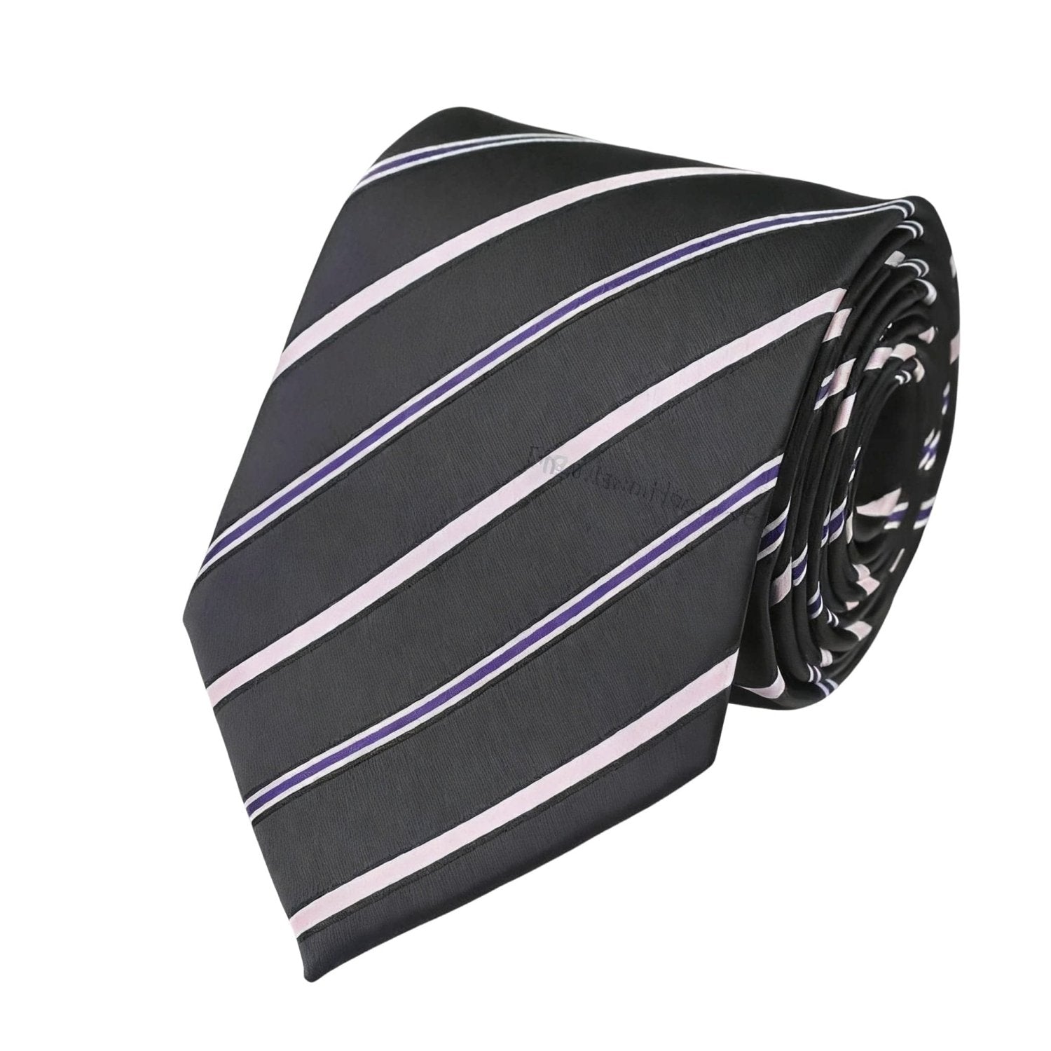 Black With Pink Purple Striped Necktie