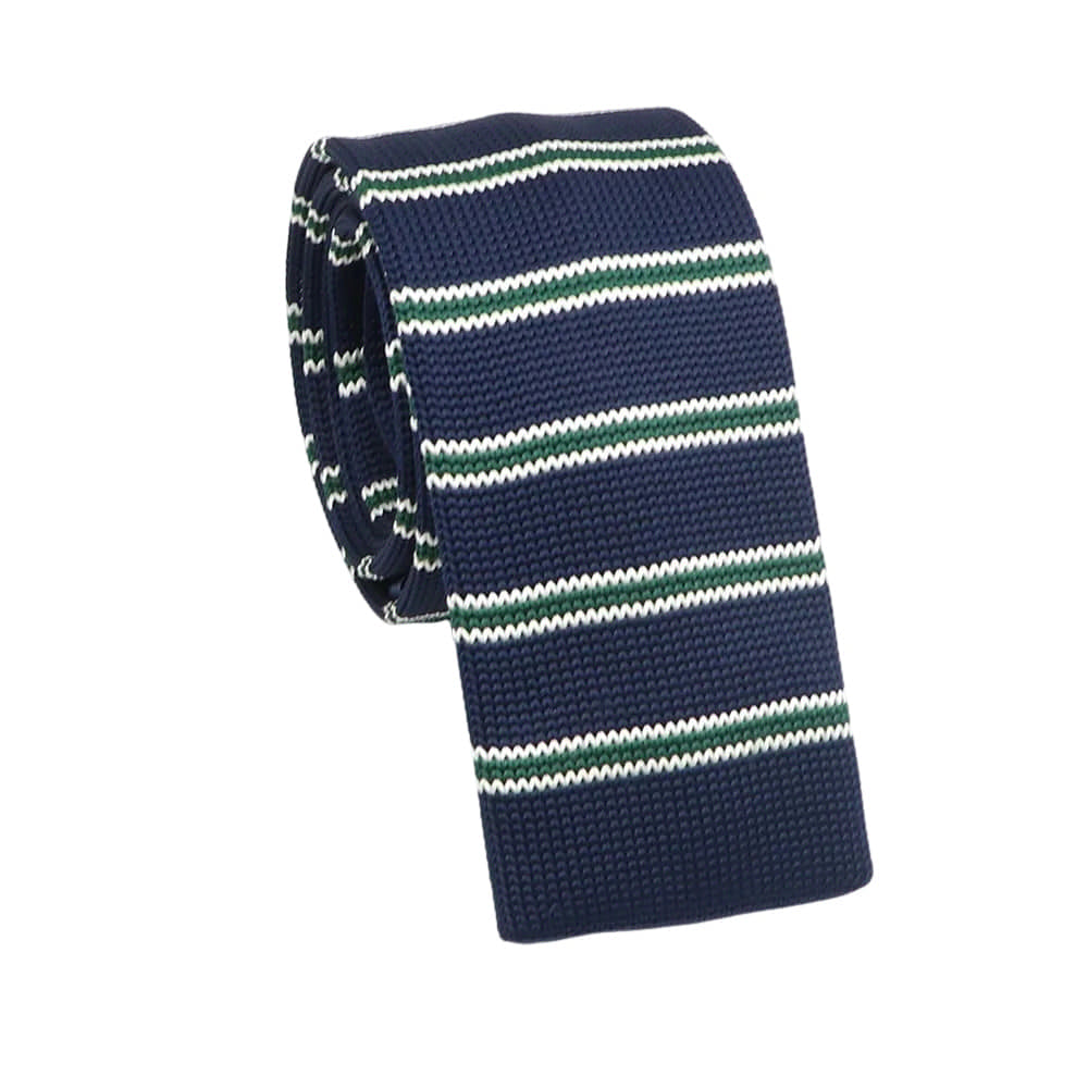 Navy Blue Green Striped Necktie