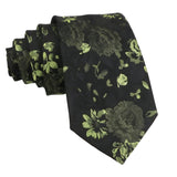 Black Green Floral Necktie