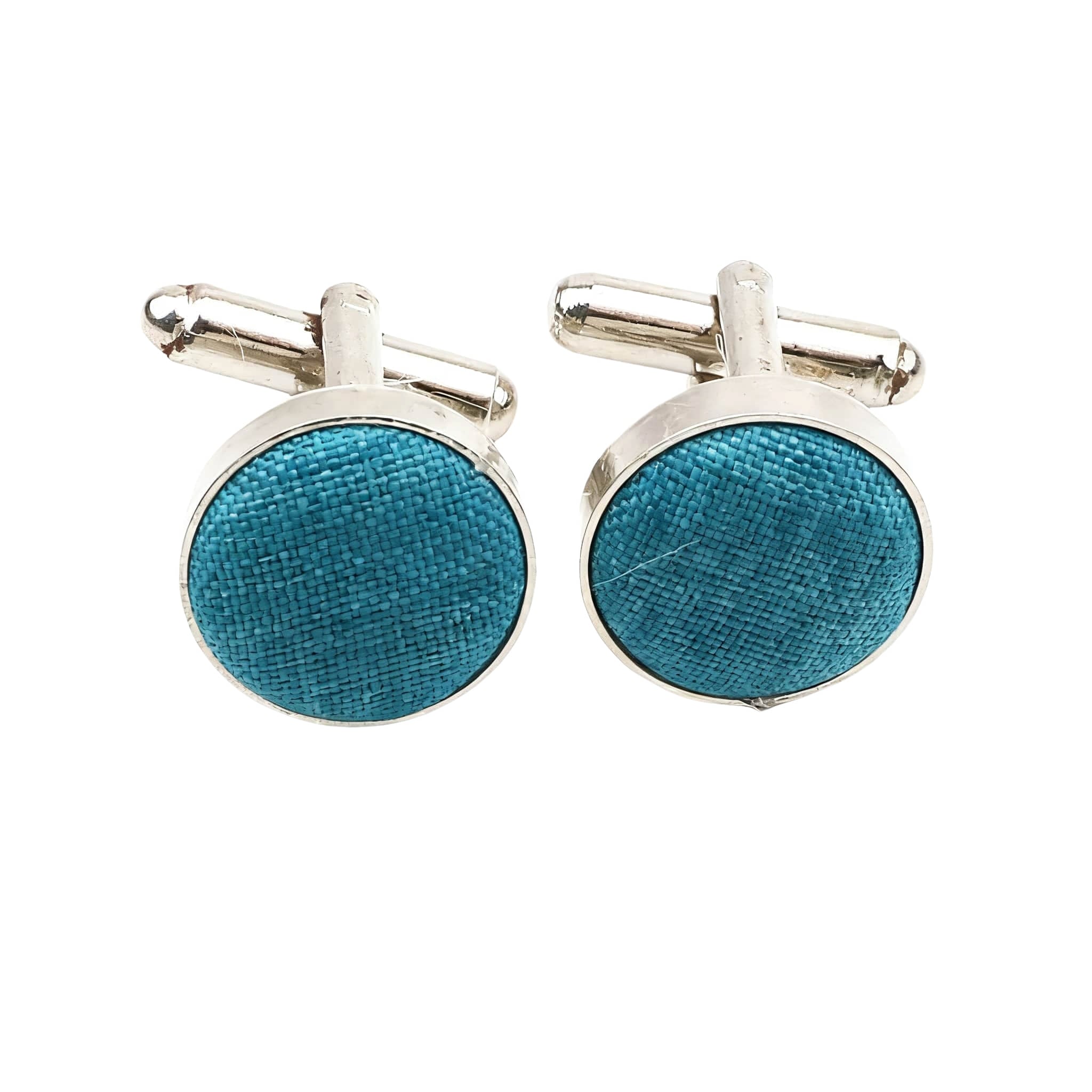 Silver Teal Solid Cufflink