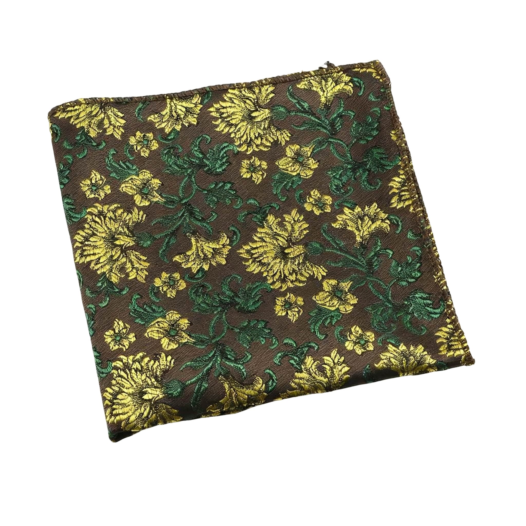 Brown Yellow Floral Pocket Square