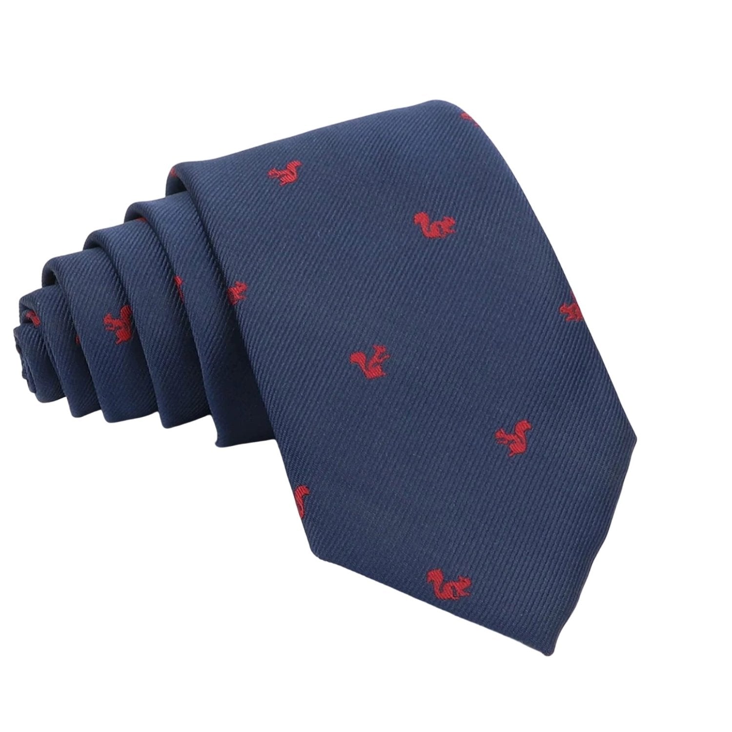 Navy Blue With Red Squirrel Necktie