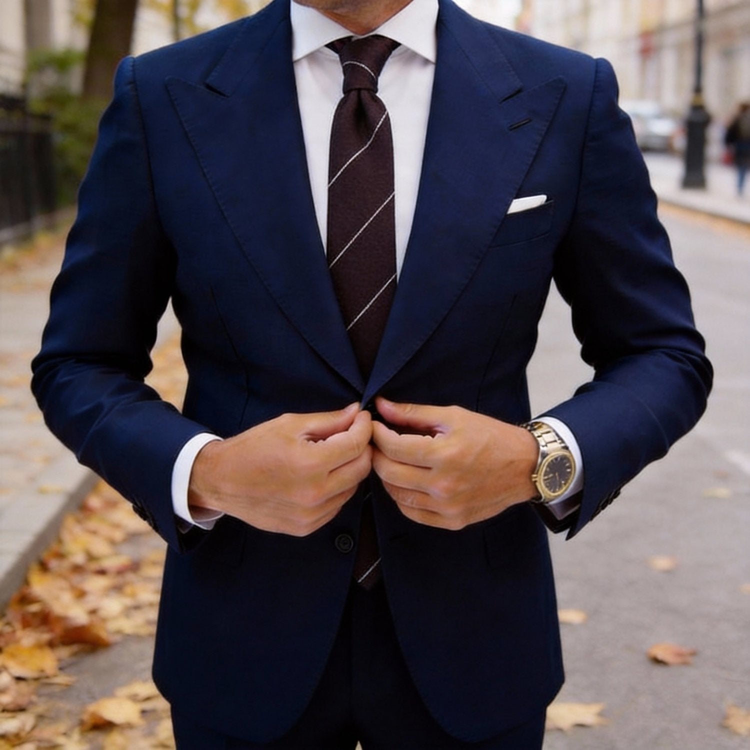 Dark Brown with White Stripe Necktie