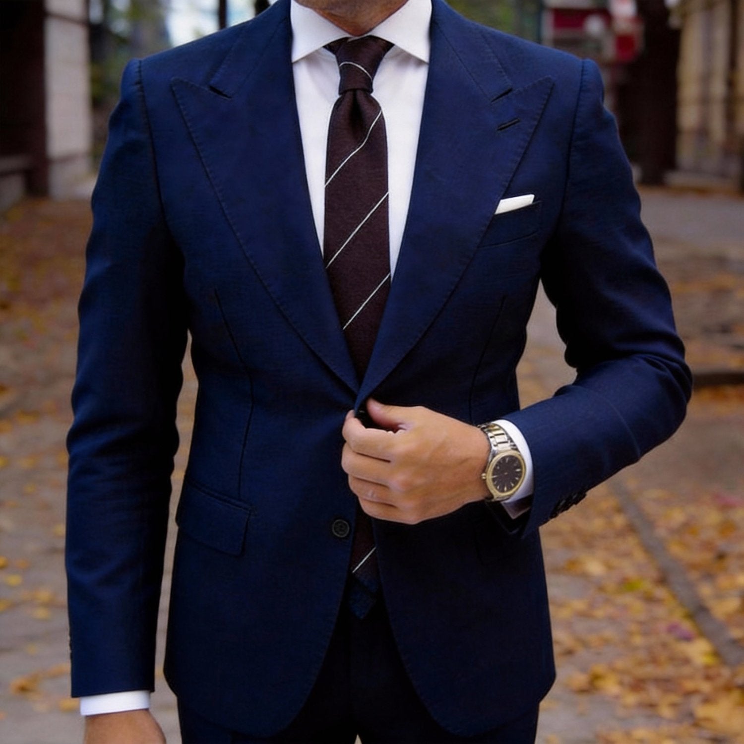 Dark Brown with White Stripe Necktie